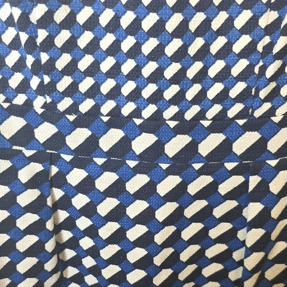 Boden Martha Pencil Sheath Dress Cobalt Blue, Black & White Retro Geometric, 8R - Picture 5 of 7